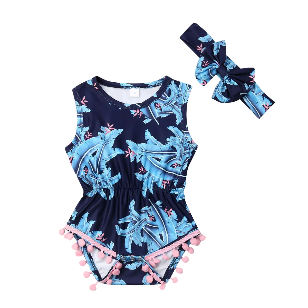 Emmababy Горячая комбинезон для малышей с цветочным рисунком, комплект одежды, новорожденная девочка с короткими рукавами и кисточками боди