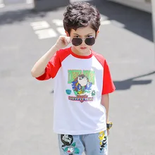 Детская одежда для мальчиков г. Летняя одежда стиль корейский стиль Детская Повседневная модная футболка большой мальчик в западном стиле тренд короткий Sl