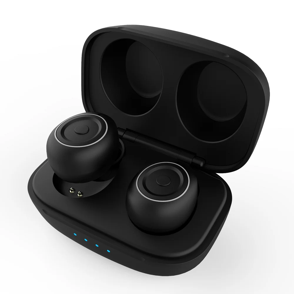 Черный Настоящие беспроводные bluetooth-наушники, беспроводные наушники, TWS, chargebox, совместимые с iphone, android мобильным телефоном - Цвет: Черный