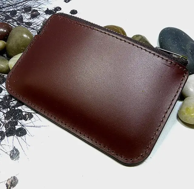 Mini Waist Bag Genuine Leather Belt Pouch Ultra Thin Fanny Pack  Small ID Cards Holder Wallet for Men LHD-K Red Brown