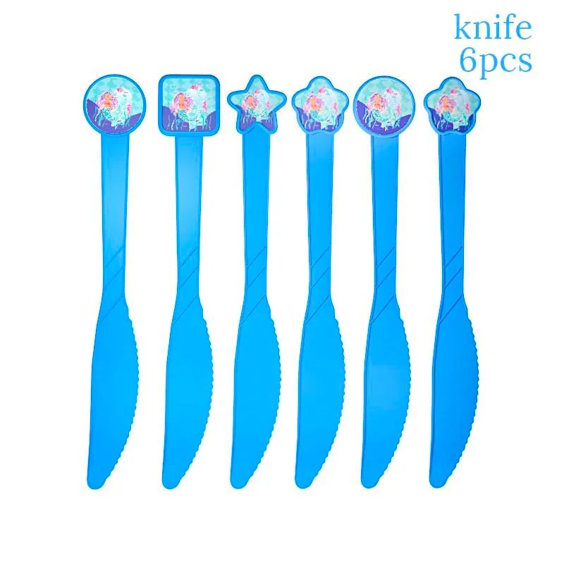 6pcs knife Принадлежности для дня рождения русалки, ободок принцессы в виде морской звезды, Радужный головной убор в виде цветка русалки, вечерние аксессуары для волос в пляжную тематику - Цвет: 6pcs knife