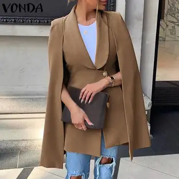 

Women Blazers Shawl Sleeve Solid Color Work Office Business Blazer Coats VONDA 2020 Autumn Female Suits Plus Size