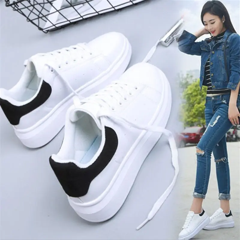 Кроссовки женские из натуральной кожи спортивная обувь для бега на платформе