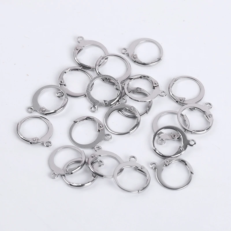 20 Pcs/Lot 14x12mm Stainless Steel Diy French Earring Hooks Wire Settings Base Hoops Earrings Accessories For Jewelry Making
