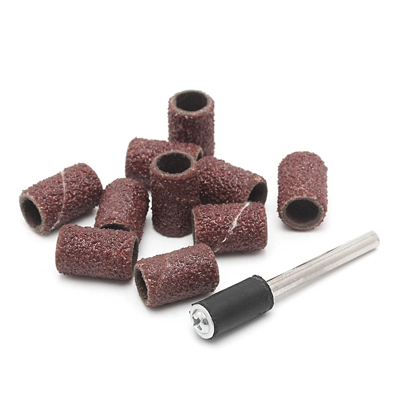 

10Pcs 6mm Grit 80# ,120#,Sanding Bands +3.17mm Mandrel Rotary Tool Nail Drill Bits