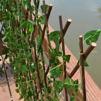 

UV Protection Backyard Outdoor Indoor Simulation Fence With Leaves Expanding Privacy Screen Garden Decor Telescopic Trellis