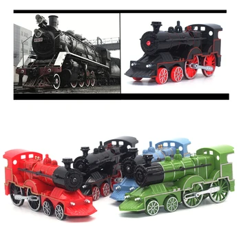 

1/55 Alloy Diesel Retro Pull Back Train Model toy Car with LED Music Steam Locomotive Acousto-optic Collection Toys For Children