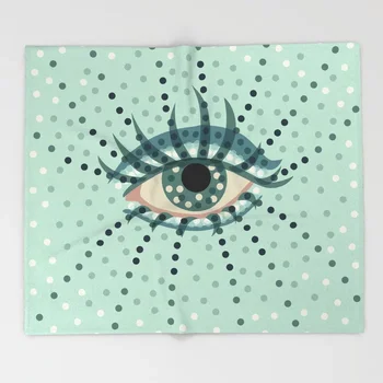 

Eye Eyelashes Blanket Mandala Design Abstract Eye With Dots Fleece Blankets and Throw Blanket for Sofa Fleece Blanket 150X200