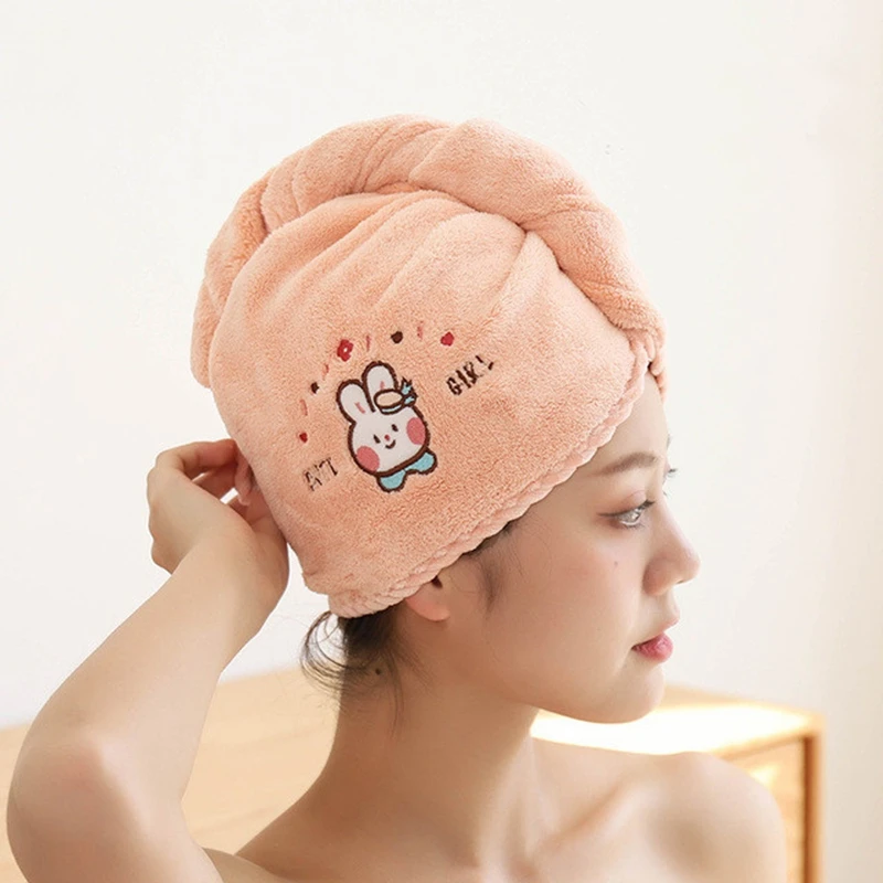 Thick and Cute Absorbent Quick-drying Towel Factory Stock Vibrato Female Shower Cap Coral Fleece Dry Hair Hat for Girls
