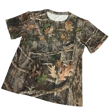 

Outdoor bionic hunting jungle camouflage knitted stretch men's T-shirt
