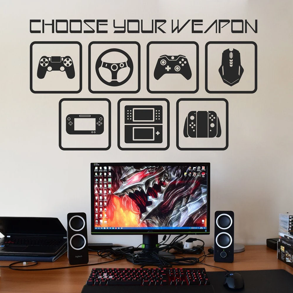 Gamers PC Wall Decal Gaming Sticker Choose Your Weapon 
