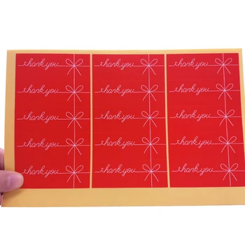

1500pcs/Lot You Red Bow Thank You Rectangular Sealing Sticker Candy Box Gift Box Sealing Sticker Valentine's Day Gift Wholesale