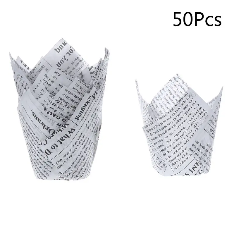Белый 50 шт./компл. новости Бумага Стиль DIY тюльпаны кекс лайнеры Бумага для выпекания хлебобулочных изделий кубок сдобы случаях обертывания вечерние поставки - Цвет: Белый