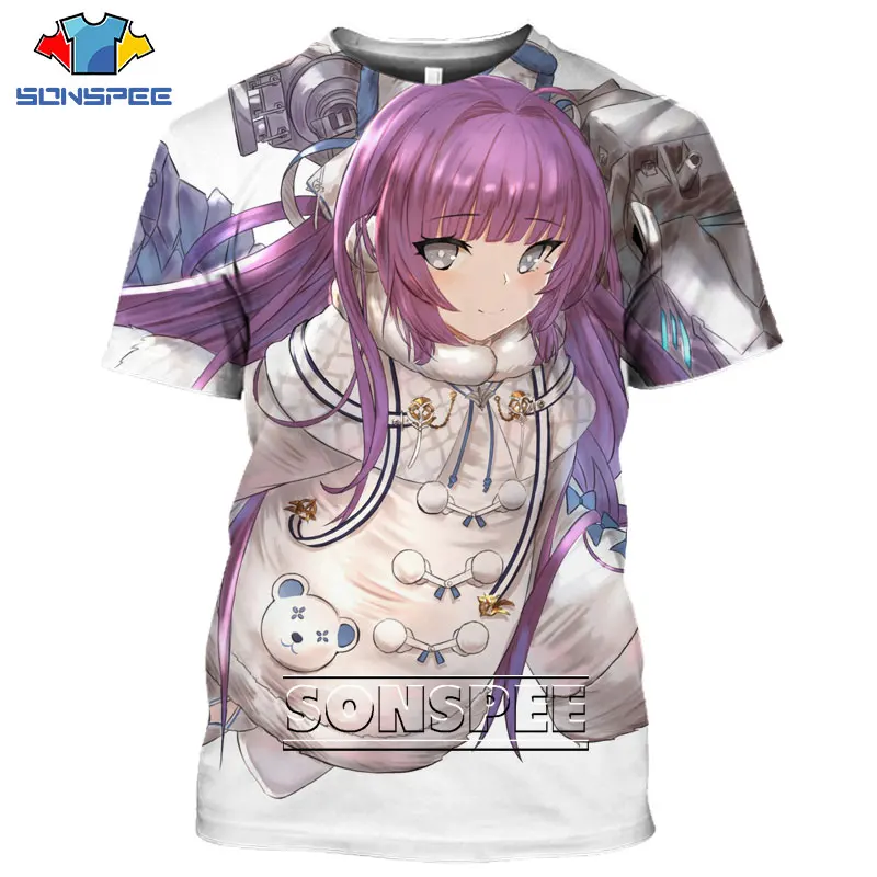 

SONSPEE New Summer T-shirts Anime Azur Lane 3D Print Men Women Tshirts Casual Sports Double Maid Girl Harajuku Short Tops Tees