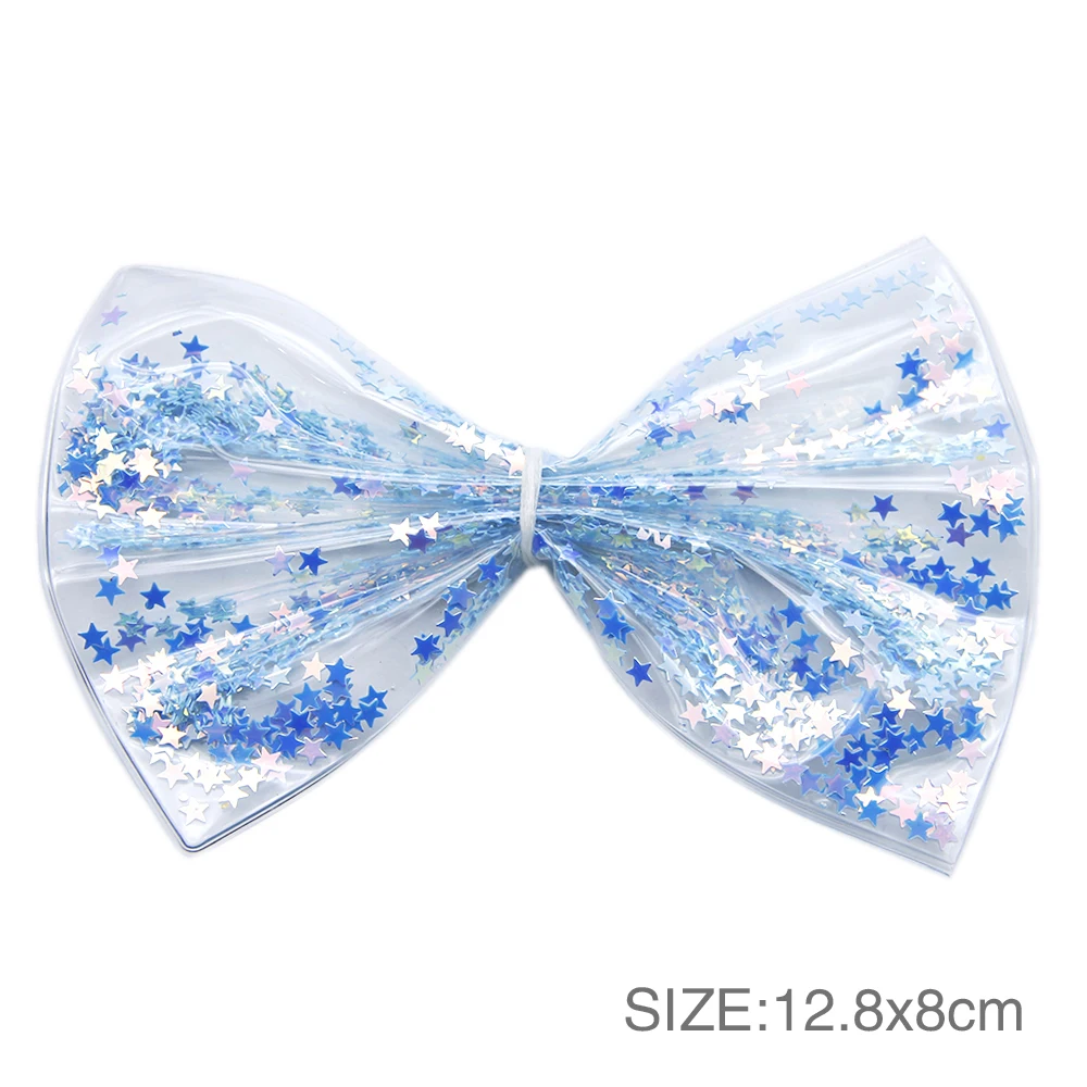 David Accessories 5 шт./лот Новинка 12,8x8 см прозрачный с кожаными бантиками, платье-пачка с пайетками ремесел ручной зажим для волос, аксессуары, 5Yc7410 - Цвет: 1091615003