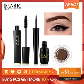 

IMAGIC Set Combinatie Wimper Krullend en Lang Mascara Waterdichte Langdurige EyelinerProfessional Eyebrow Gel 6 Colors Eyebrow
