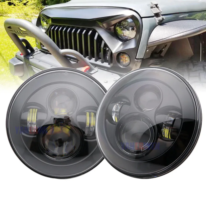 1 пара 7 дюймовый светодиодный фар для джипа Wrangler Hummer H1 & H2 патруль Y60 TJ JK LJ Приглашаем посетить наших