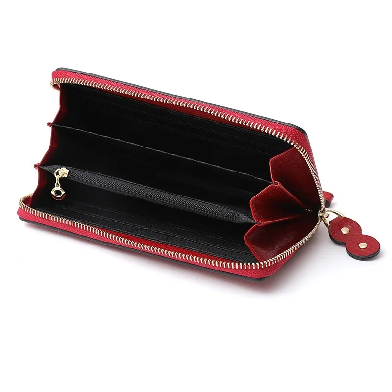 2025 New Genuine Leather Wallet Bag Long Real Cow Leather Purse Women First Layer Cowhide Card Holder Clutch for Cell Phone 6
