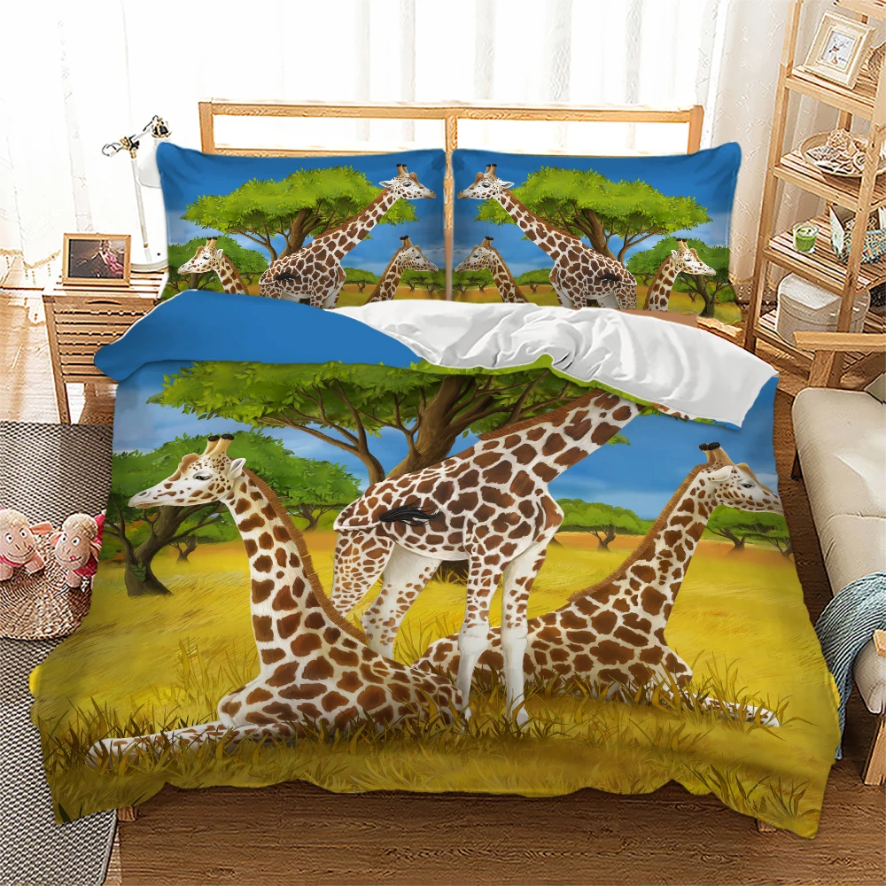 3D жираф постельные принадлежности набор Пастбища животных пододеяльник