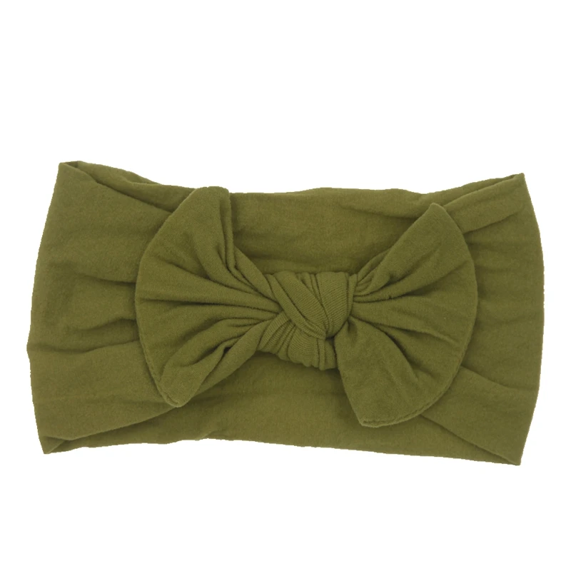 Army Green Детская повязка на голову для девочек, Детский мягкий эластичный бант, тюрбан, нейлоновые повязки на голову, повязка на голову с бантом для новорожденных, аксессуары для волос для малышей - Цвет: Army Green