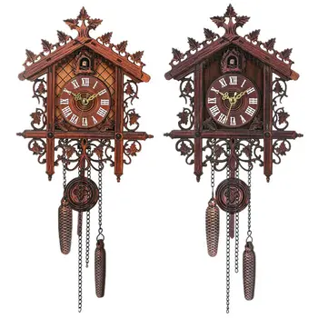 

Vintage Wood Cuckoo Wall Clock Hanging Handcraft Clock For Home Restaurant Decoration Art Vintage Swing Living Room