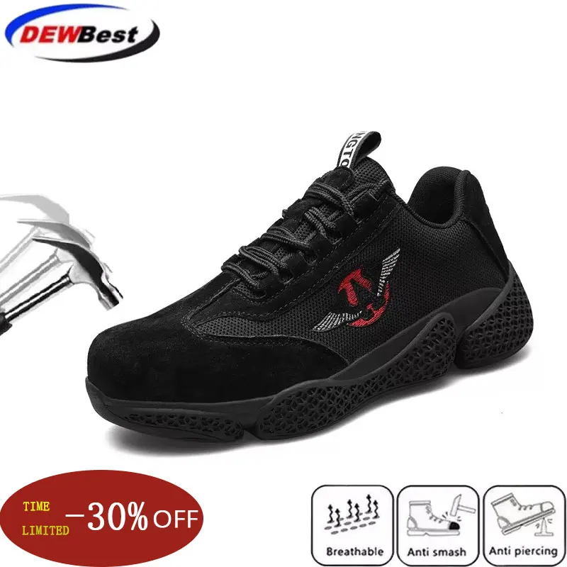 Dewbest/Большие размеры 36-47, стальная безопасная обувь, мужская легкая дышащая рабочая обувь, защитные ботинки для мужчин, анти-прокол