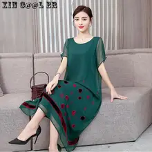 Высокое качество Модное Новое весеннее летнее платье свободное Элегантное Шелковое женское платье с вышивкой Большие размеры обтягивающие платья зеленый черный