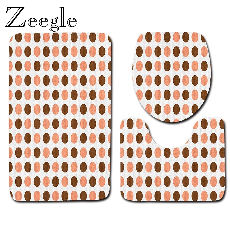 Zeegle Набор ковриков для ванной с принтом, Впитывающий Коврик для ванной, нескользящий коврик с подставкой, крышка для унитаза, украшение для дома, аксессуары для ванной комнаты