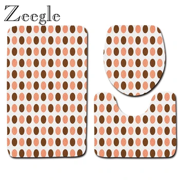 

Zeegle Printed Bath Mat Set Absorption Bath Mat Set Non-Slip Pedestal Rug Lid Toilet Cover Home Decoration Bathroom Accessories