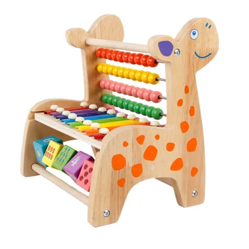 

Children Kids Wooden Multi-Function 8 Tones Knocking Piano Deer Bead Calculating Frame Early Educational Musical Toy - Burlywood