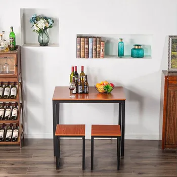 

Simple Wood Grain 75cm High Dining Table And Chair Three-Piece Dining Table Set Furniture Modern Style Home Kitchen Furniture