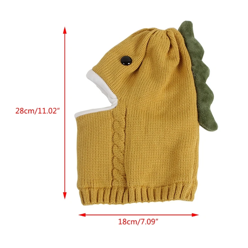 skully with brim Kids Baby Winter Knitted Balaclava Beanie Hat Cute Cartoon Dinosaur Thick Lining Thermal Earflap Hood Scarf Skull Cap plain skully hats