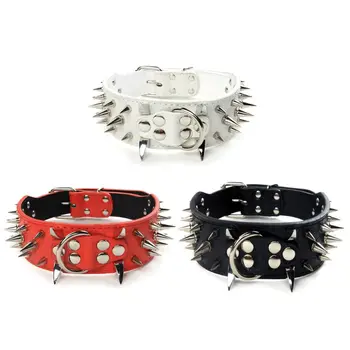 

Punk PU Studded Dog Collar Pet Adjustable Harness Spike Artificial Leather Dog Supplies