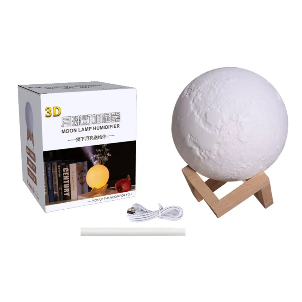 

3 in 1 Moon Air Humidifier 320ML USB Home Bedroom Air Humidifier Ultrasonic Cool-Mist Mini 3D Moon Humidifier With LED Light