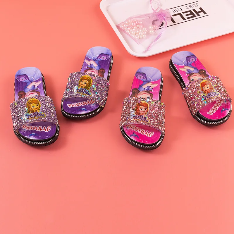 Girls' Cool Slippers Cartoon Summer Princess Shoes Princess Aisha Girls' Ice and Snow Strange Fate Indoor andOutdoorBabySlippers girl princess shoes