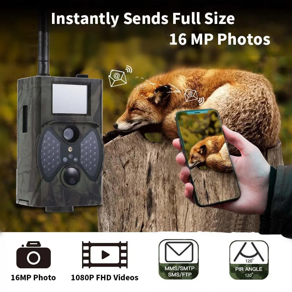 16MP Photo Traps MMS GSM 1080P Hunting Camera HC350M Night Vision Wildlife Hunting Trail Camera