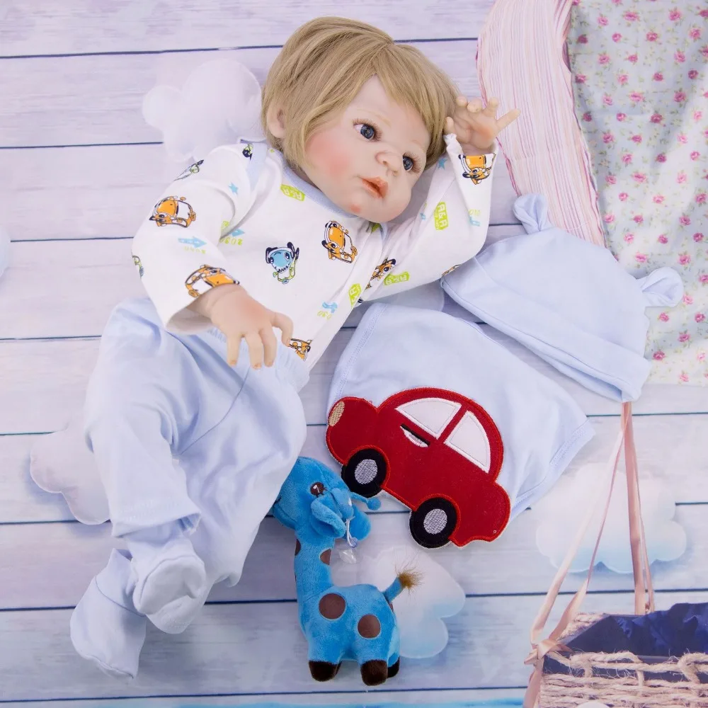 55 см очень красивый bebe Reborn Baby Doll вся силиконовая кукла новорождённого Куклы Игрушки для девочек для детей лучшие подарки на Рождество с блондином