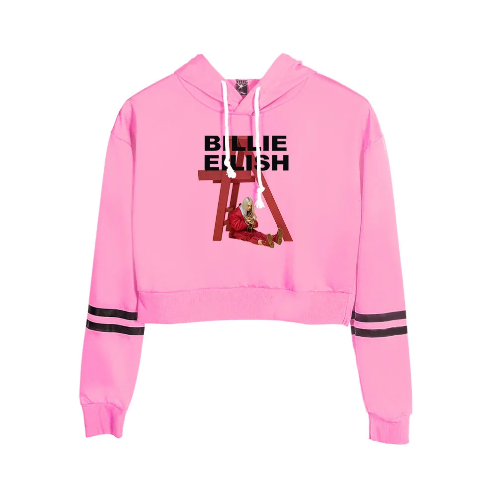 Красивый кроп Топ Billie Eilish толстовка с капюшоном, женские толстовки высокого качества Весна осень сексуальные толстовки Billie Eilish одежда