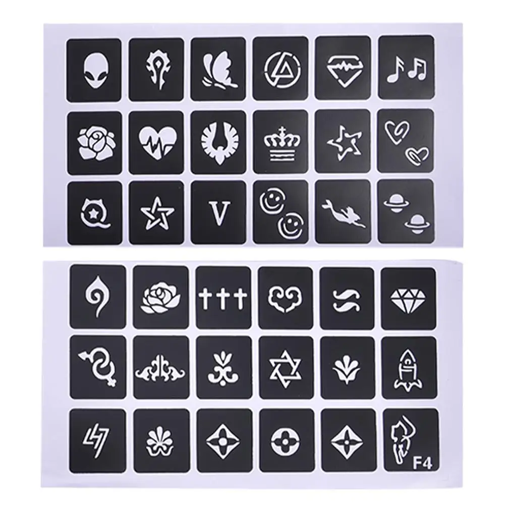 24Pcs Color 120 Templates Set Flash Diamond Glitter Flash Powder For Temporary Tattoo Set Kids Face Body Painting Art Tools Suit