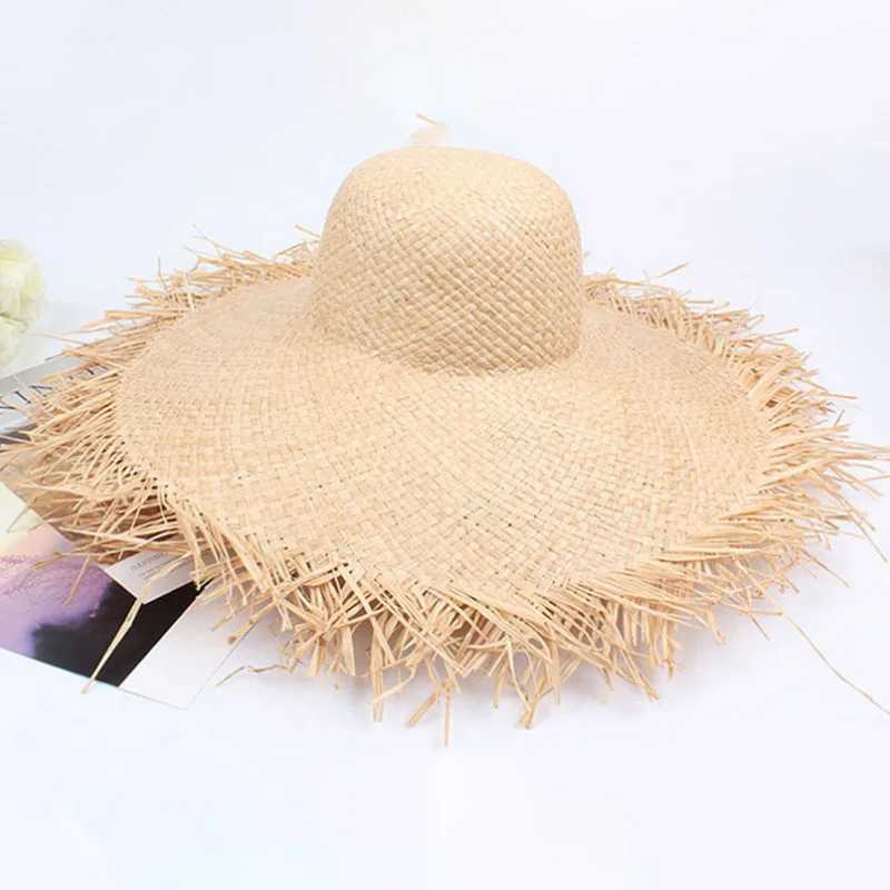 Шляпы от солнца для женщин, пляжная кепка s Sombreros с широкими полями, Пляжная боковая Кепка, женская соломенная шляпа из рафии