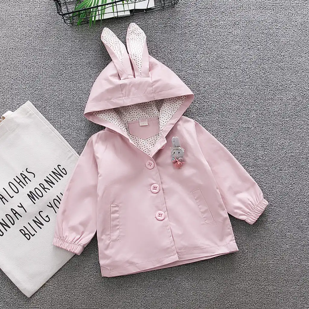 1-4 Years Toddler Baby Kids Girls Ear Cartoon Hooded Windproof Coat Outwear Casual Clothes Cut Animal Clothing Jacket