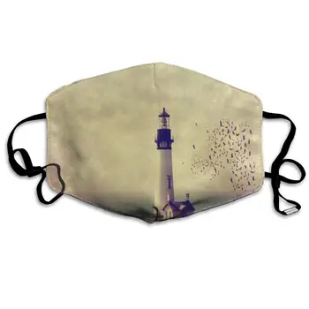 

Face Mask Lighthouse with Bird Ocean Sea Beach Amazing Cycling Half Face Earloop Mouth Mask for Woman