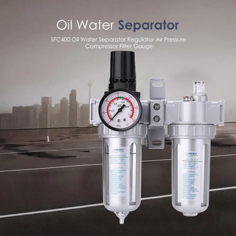 SFC400 масляный фильтр-сепаратор для воды, регулятор давления воздуха, аэрограф, компрессор, улучшенное качество воздуха, высокоточный пневматический инструмент