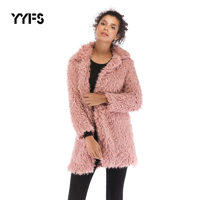

Faux Fur Coat Women 2019 Winter Warm Soft Button Fur Jacket Female Plush Overcoat Pocket Casual Teddy Outwear Chamarras De Mujer