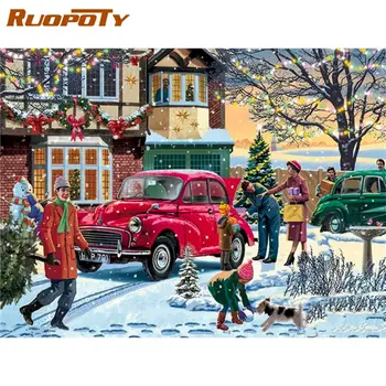 

RUOPOTY Painting By Numbers Kits For Adults 60x75cm Walker And Car Street Landscape Paints Number Wall Decor Art Work Pictures