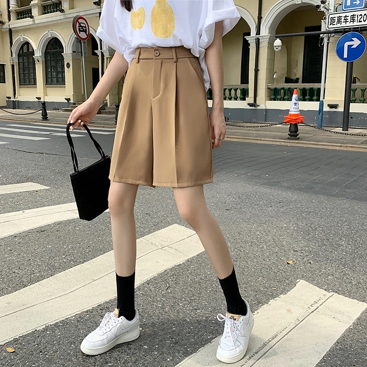 Womens Inseam Super Comfy Bermuda Walking Shorts Suit Knee Length Loose Wide Leg Shorts Office Lady Work Business Formal Shorts