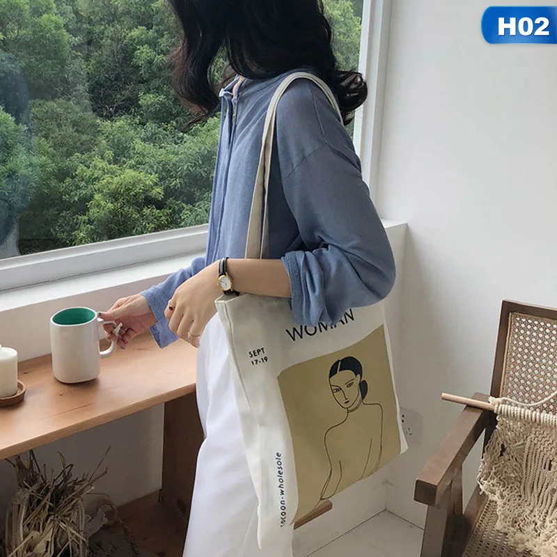 Новая модная Корейская простая женская сумка из парусины Harajuku сумка через плечо сумка для покупок