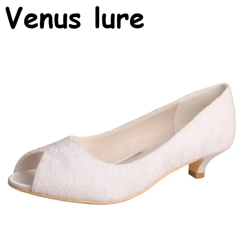 Kitten Heels White Lace Peep Toe Heels Shoes For Women Big Size - Pumps -  AliExpress
