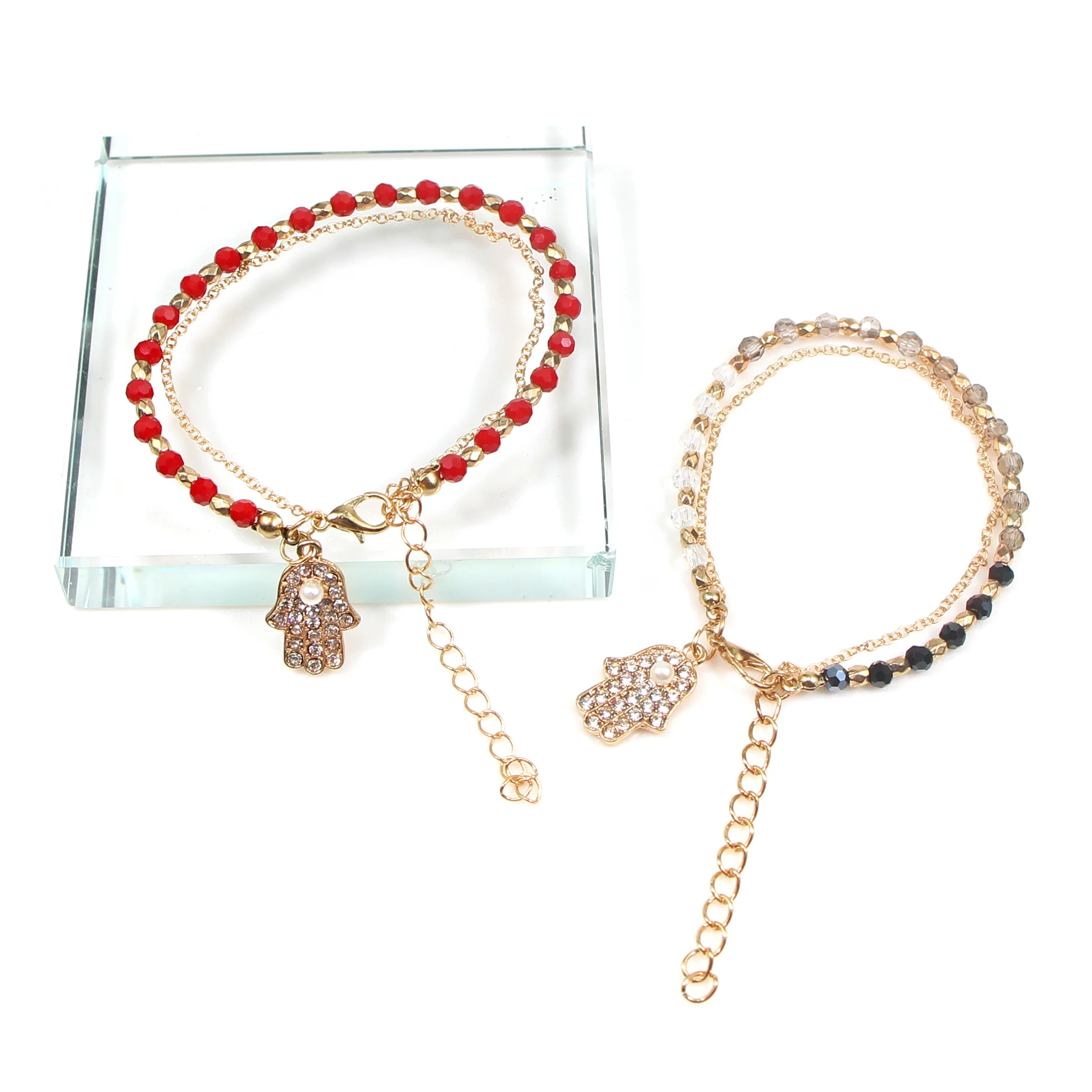 

Evil Eye Crystal Beads Bracelets&Bangles Adjustable Chain Charms Bracelet Red And Blue Beads Jewelry