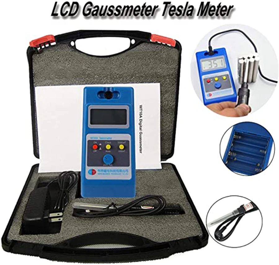 LCD Tesla Meter Gaussmeter Surface Magnetic Field Tester WT10A 